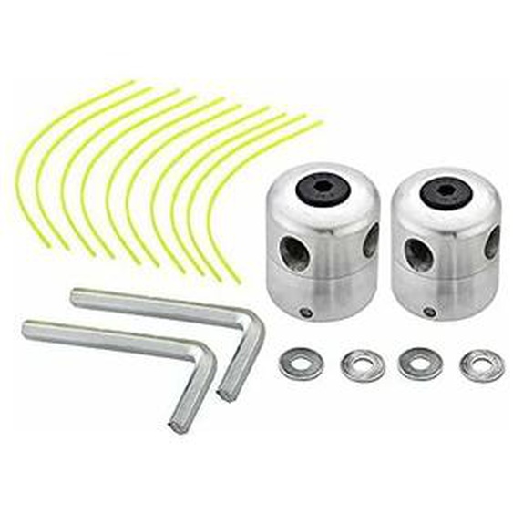Aougo - Lot de 2 têtes de débroussailleuse universelles en aluminium Double tête de ligne en nylon Bobine de ligne Accessoire de débroussailleuse