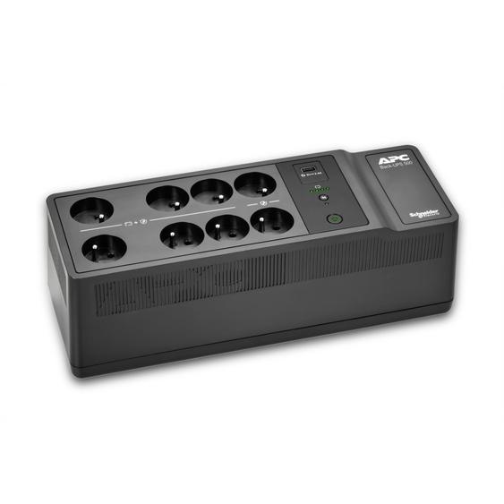 APC Back-UPS BE500G2-FR - Onduleur 8x broches terre (Belgique), 500VA, 1 chargeur USB, 1 port data USB, Veille, 0,5 kVA, 300 W, Progressif, 180 V, 266