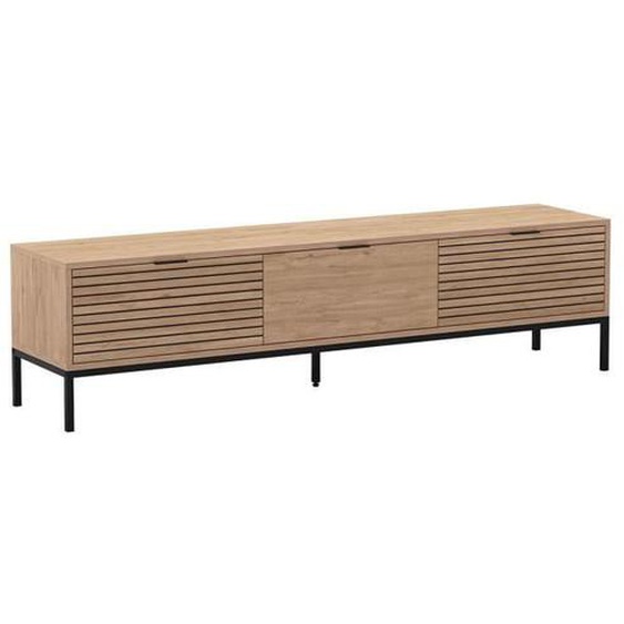 APPA - Meuble TV 180cm 3 Tiroirs Aspect bois Tasseaux Pieds Métal