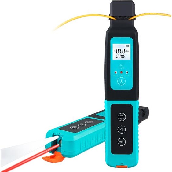 Appareil de détection de signaux à fibre optique, appareil tout-en-un à lumière rouge avec source de lumière rouge 10 MW/lumière LED, 3 fréquences de signal, affichage de la direction, livré sans batterie