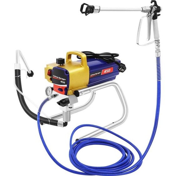 Appareil de peinture par pulvérisation Airless, 3000 PSI 1800 W (22 MPa), avec buse, flexible et tige de rallonge, or