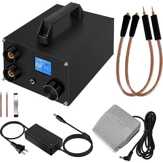 Appareil de soudage par points - Type 1 - Accumulateur dénergie à condensateur - Double impulsion - 250 niveaux - Pour cellules 18650 - Soude des bandes de nickel de 0,3 mm - Gris-brun