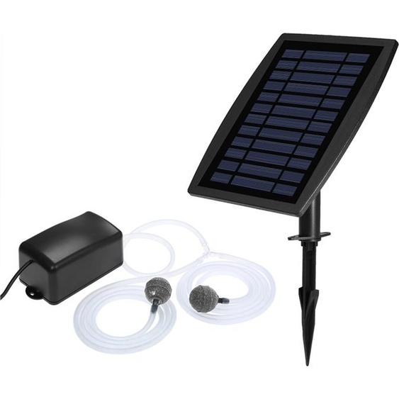 Appareil doxygénation pour aquarium, silencieux, 2200 mAh, pompe à oxygène solaire pour aquarium avec tube et pierres à bulles pour la pêche en bassin à poissons