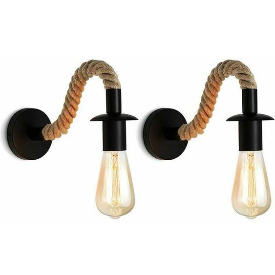 Applique murale en bois de corde de chanvre à lancienne avec source de lumière, lampe murale extérieure de couloir de bâtiment int