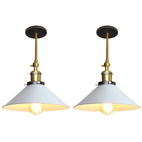IDEGU Lot de 2 Applique Murale Industrielle Lampe de Plafond de Style Edison Métal pour Escalier, Couloir Blanc