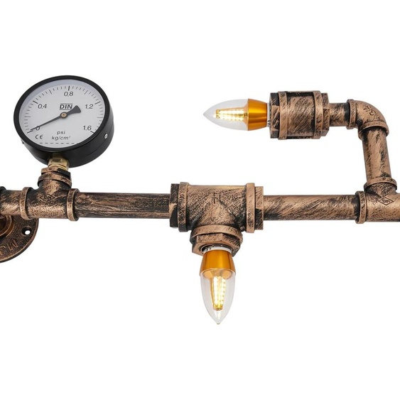Applique murale industrielle - Style rétro vintage - Fer, métal - 220 V CA - Interrupteur tactile marche/arrêt - Sans ampoule, ST64 - 75 × 44 × 10 cm - Or