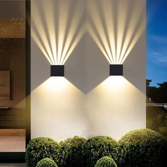 Denuotop - Applique Murale Interieur,2 Pcs Led Lampe Murale Moderne,Applique Murale En Aluminium 3000K Blanc Chaud,Anti-Eau IP65 Applique Murale