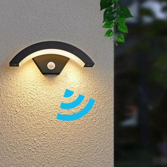Applique Murale led Extérieure Moderne avec Détecteur de Mouvement 24W 550LM,Gris Anthracite Éclairage Extérieur en u IP65 3000K Lumière Chaude pour