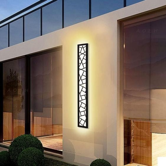 Applique Murale Longue étanche Ip65 Eclairage Mural LED En Intérieure Et Extérieure, Aluminium Nid Doiseau Pour Terrasse Jardin Garage, Blanc Chaud,