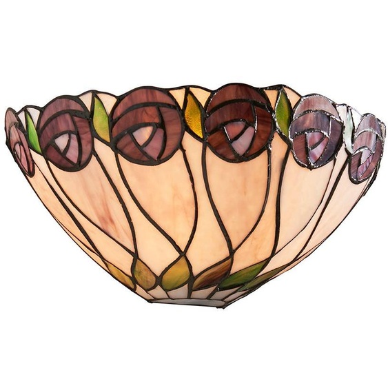 Applique murale « Roses » HUTCHINSON, noire, 1xE14x15W, verre, dimensions : 15x31,5x19 cm, IP20, style Tiffany