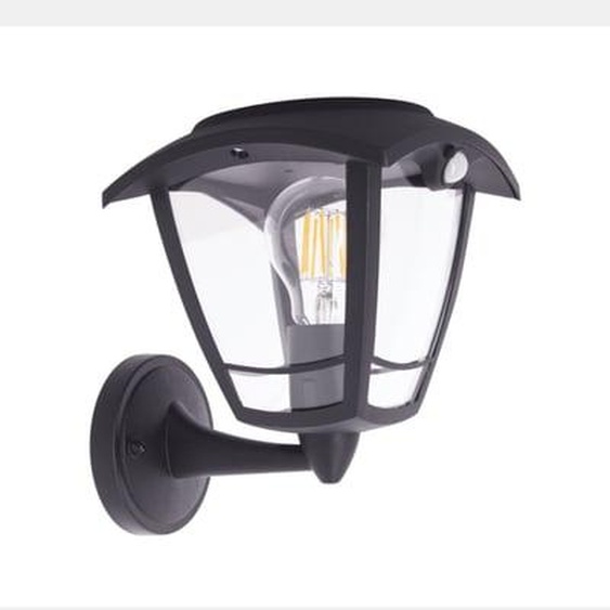 Applique murale solaire rétro LED IP44, 400 lumens, détecteur de mouvement, avec ampoule, Noir