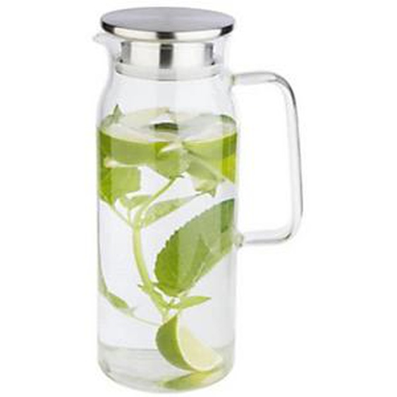 APS Carafe en verre avec couvercle, 1,5 litres, verre/inox