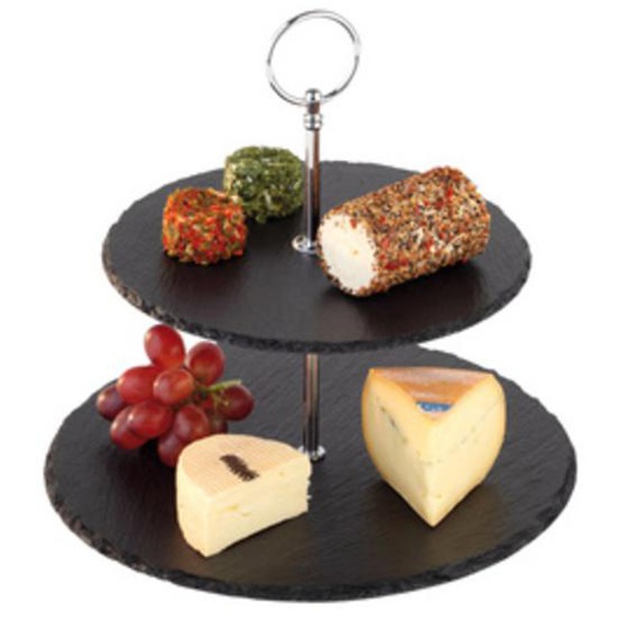 APS Plat de service ardoise naturelle, 2 étages, anthracite