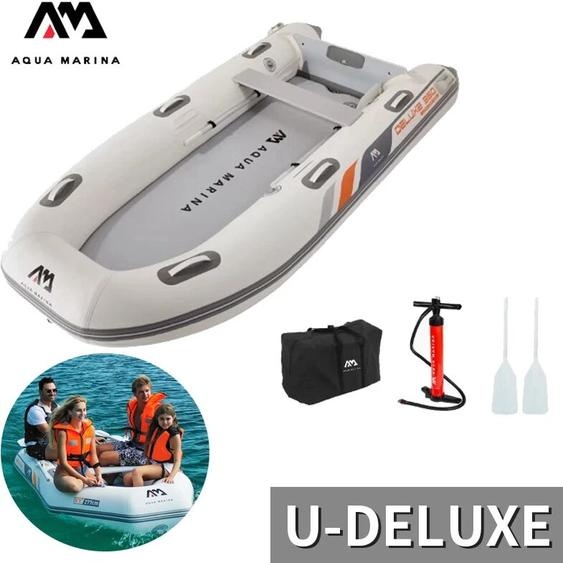 AQUA MARINA Gonflable Bateau 3-5 Personnes Famille Chaloupe Léger PVC Yacht Renforcé Point De Baisse Plancher De Pêche Bateau U-DELUEX