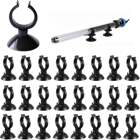 Aquarium, pinces de fixation, 25 pièces, noires, pour chauffages et tuyaux jusquà 30 mm, montage facile