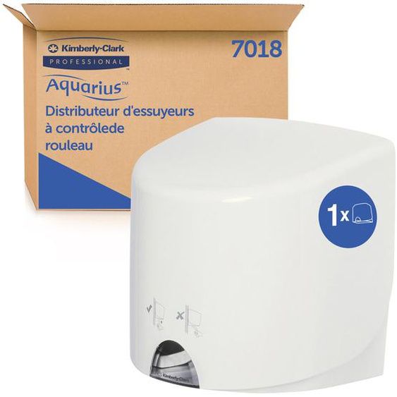 Aquarius (Kimberly-Clark) Distributeur de lingettes nettoyantes à dévidage central plastique blanc
