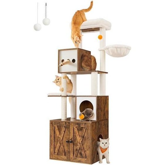 Arbre à chat, arbre à chat avec bac à litière intégré