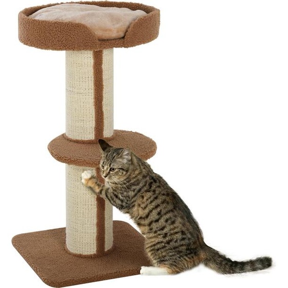 Arbre à chat - Arbre à grimper - 3 niveaux - Hauteur 91 cm - 45×45 cm - Bois - Rouge bordeaux