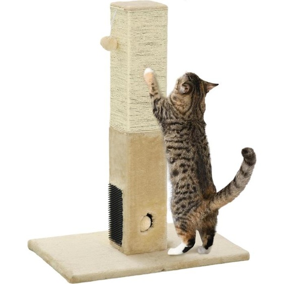 Arbre à chat - Arbre à grimper - 4 niveaux - Colonnes en jute - Panneau de particules - 59,5 × 39 × 79 cm - Beige