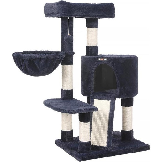 Arbre à chat avec revêtement en peluche douce, 104 cm, bleu