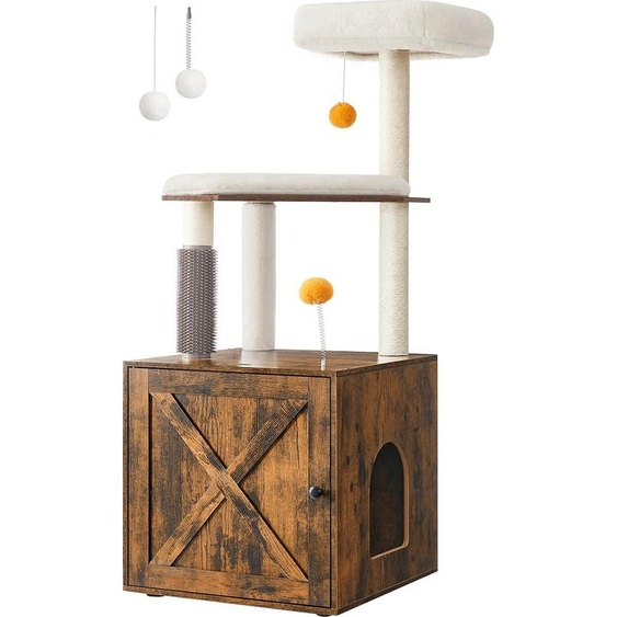 Arbre à chat, coussins lavables, brun vintage