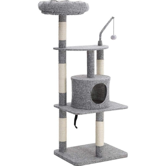 Arbre à chat en lin synthétique, 136 cm, gris clair