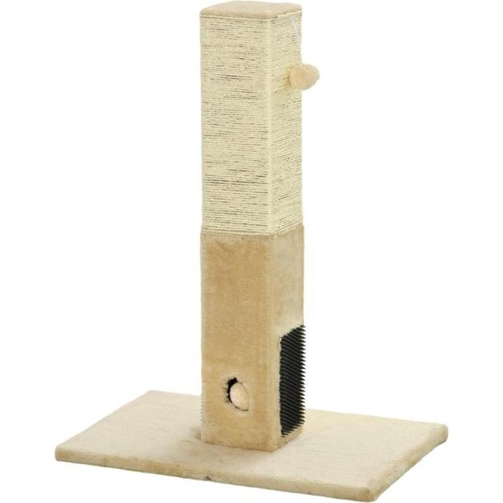 Arbre à chat Fortuna Lai, colonne à griffer, 79 cm, avec corde en jute, jouets et peluche inclus, beige