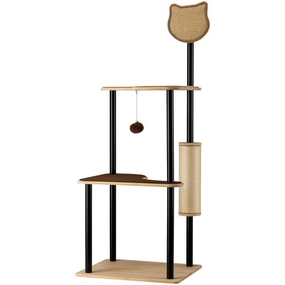 Arbre à chat Fudajo en métal 48 x 40 x 120 cm avec sisal, meuble à griffer avec planche à griffer, arbre à chat avec grande surface de repos et design moderne
