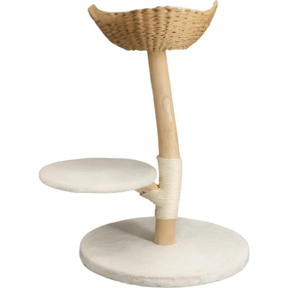 Arbre à chat moderne – Arbre à chat pour chats – Tour avec balle et coussin moelleux – Bois massif