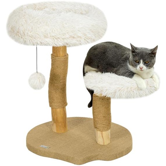 Arbre à chat PawHut, 61,5 cm de haut, avec balle, coussins et poteau à griffer