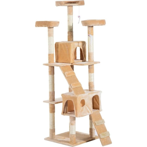 Arbre à chat pour chats - Arbre à chats - 5 niveaux - Bois - 49x49x173 cm - Beige