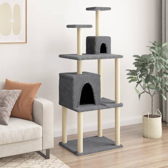 Arbre à chat pratique avec colonnes à griffer en sisal Gris foncé 167 cm - Arbres à chat ,meubles design 1420485 1parcel