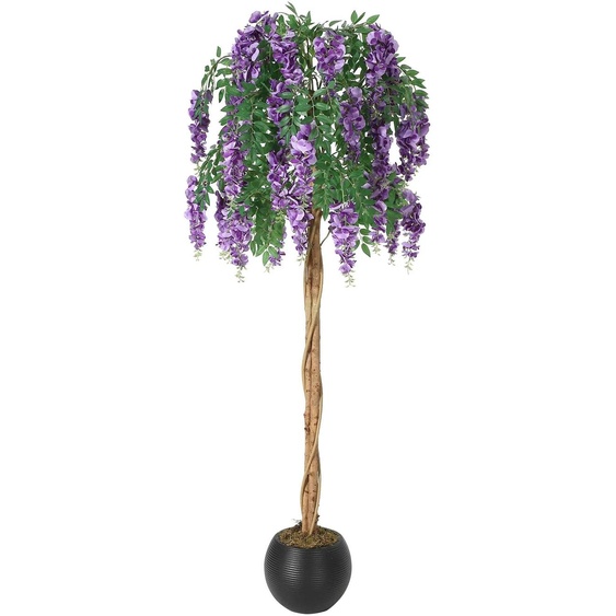 Arbre artificiel de bruyère bleue - Arbre décoratif en plastique - Double tronc - Fleurs violettes - Fabriqué en polyéthylène (PE) - À poser au sol - Pour intérieur