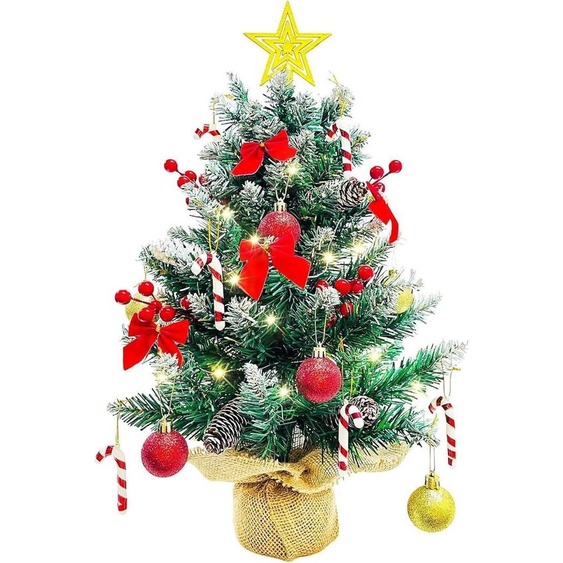 arbre de Noël artificiel de 60cm avec éclairage LED et décoration - Set de décoration de Noël