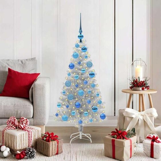 Arbre de Noël design avec 150 LEDs avec support argenté 120 cm PET 2025NEU1545167