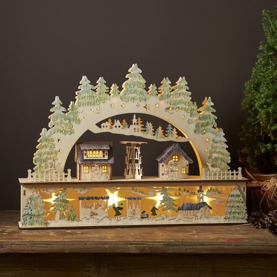 Arc de lumière Bamberg Bois LED Timer blanc chaud L 45cm