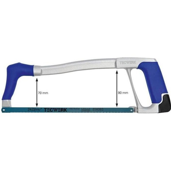 Arc de scie à métaux Longueur de lame 300 mm 24 dents / pouce Poignée D-confort Aluminium moulé sous pression