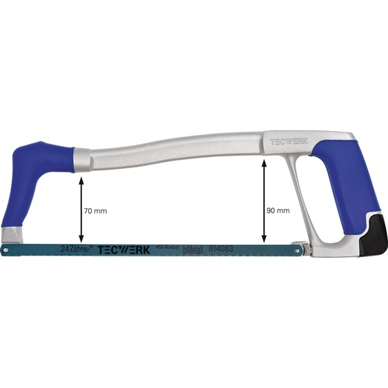 Arc de scie à métaux Longueur de lame 300 mm 24 dents / pouce Poignée D-confort Aluminium moulé sous pression