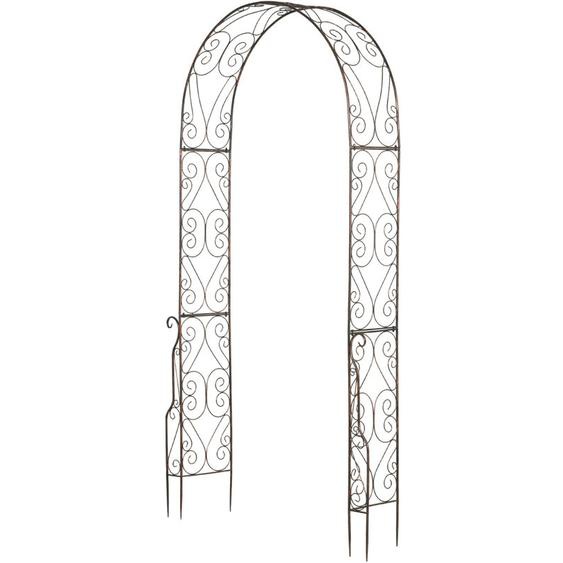 Outsunny - Arche de jardin arche à rosiers style fer forgé dim. 120L x 30l x 226H cm métal époxy noir vieilli cuivré