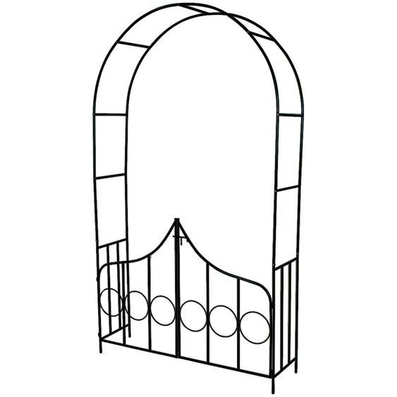 Arche de jardin avec portillon en acier Résistant aux intempéries, Portillon verrouillable par un loquet