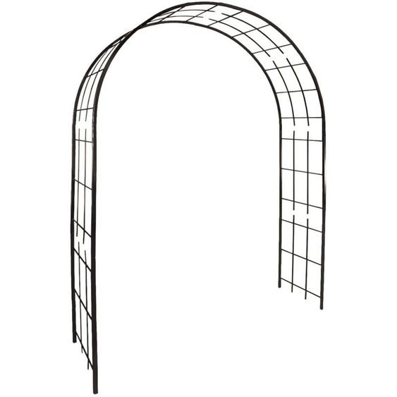 Arche de jardin treillage en fer vieilli tubes carrés grand modèle + 4 supports poteaux à enfoncer