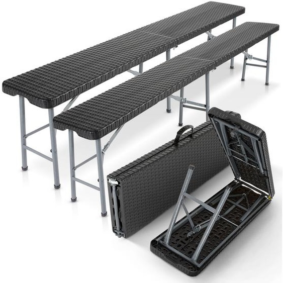 AREBOS 2x Banc de bière Banc pliable 183x28x43 cm, Camping & Jardin, Noir