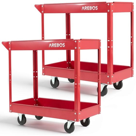 AREBOS 2x chariot datelier chariot à outils chariot à roulettes chariot de montage 2 compartiments