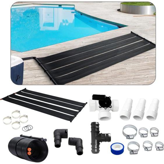 2X Chauffage Solaire Collecteur Solaire Chauffage de Piscine Kit de 2 pièces 300x66 cm Plastique résistant aux uv Noir - Arebos