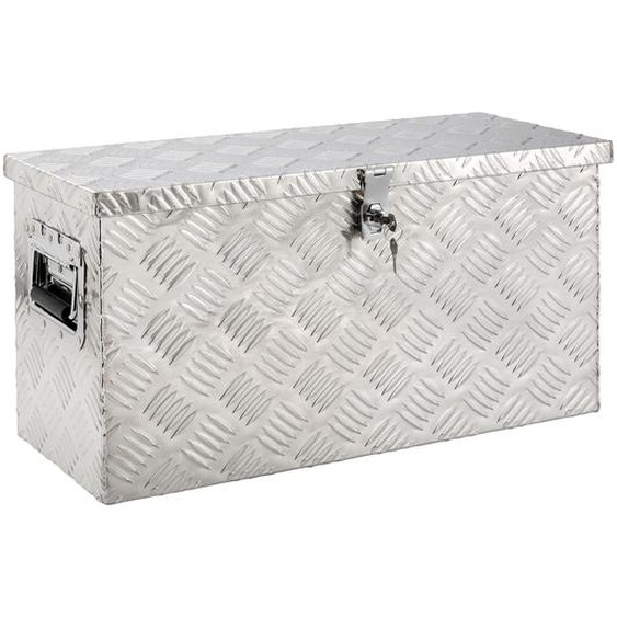 AREBOS Boîte à outils en aluminium 40L argent | avec serrure & joint en caoutchouc mousse