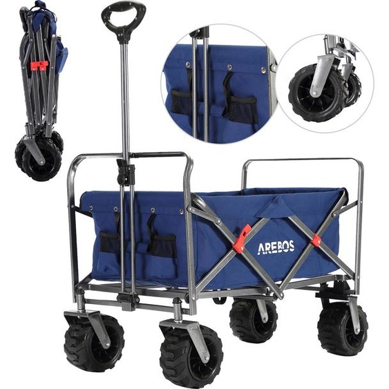 AREBOS Bollerwagen pliable bleu | jusquà 100 kg | imperméable & anti-salissures
