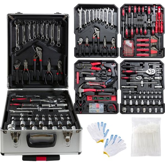 AREBOS Coffret à outils en aluminium 1200 pcs | Set doutils pour latelier & la maison