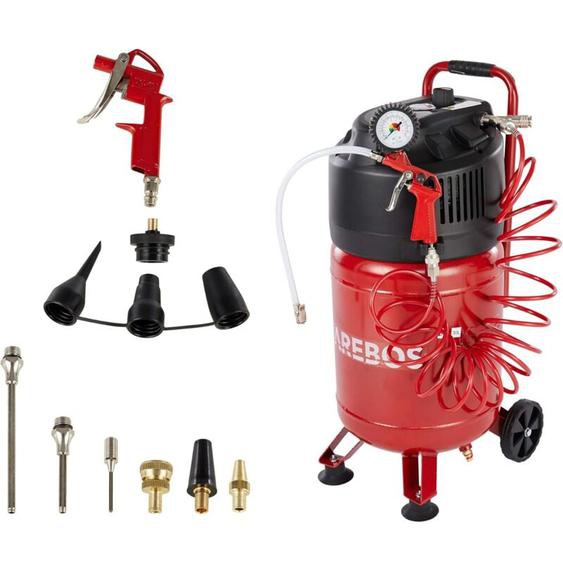 Arebos - Compresseur dair avec kit daccessoires 13 pièces mobil Sans huile Arrêt automatique Capacité 30 litres