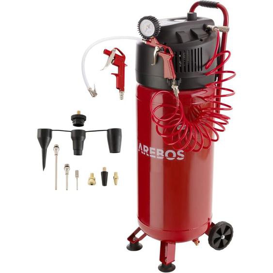 Arebos - Compresseur dair avec kit daccessoires 13 pièces mobil Sans huile Arrêt automatique Capacité 50 l
