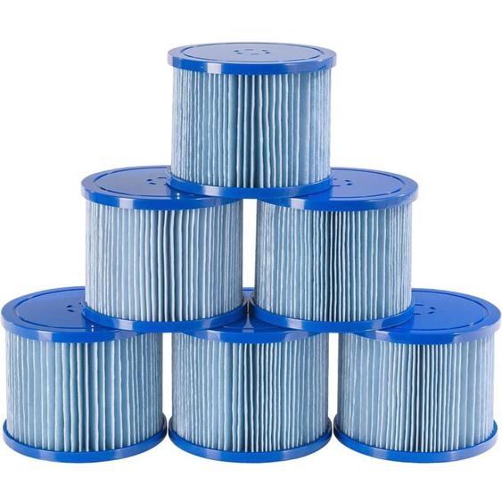 Filtre de Piscine 6X Cartouches de Filtre Spa Hot Tubs Filtre antimicrobien Bleu - Arebos